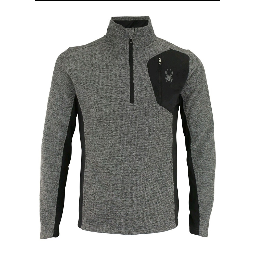 Spyder Raider Quarter Zip Pullover Sweater Gray Black XL Apres Ski Tech Cabin